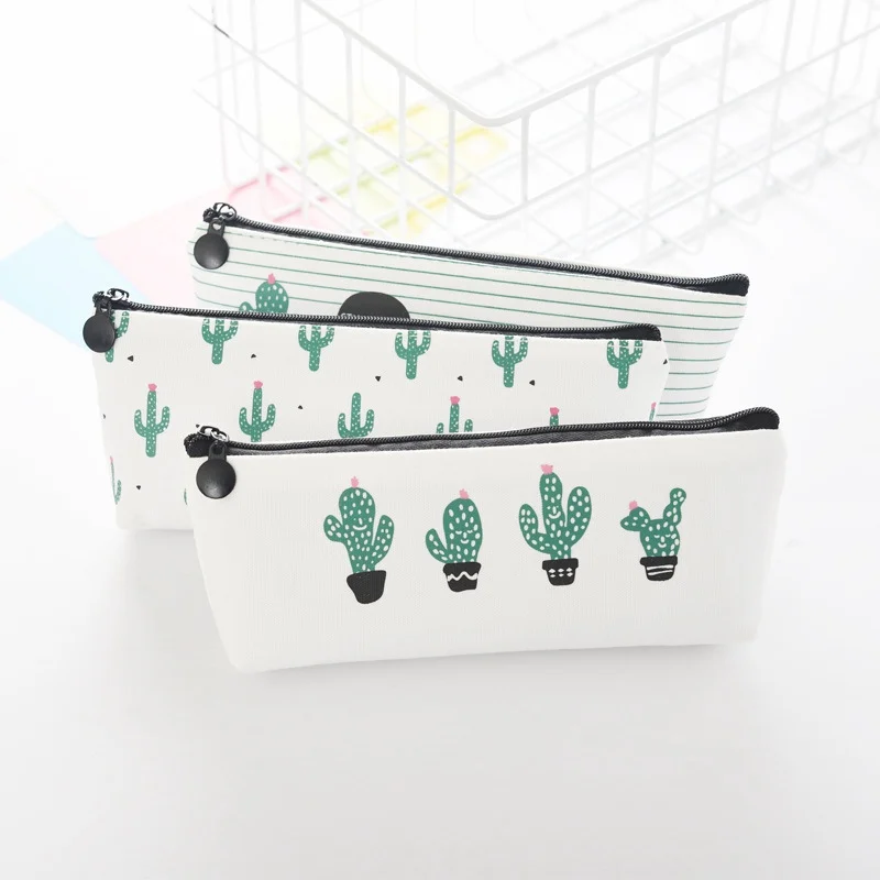 Мини зарядка сумки школы милый карандаш кактус сумка для хранения холст школьные