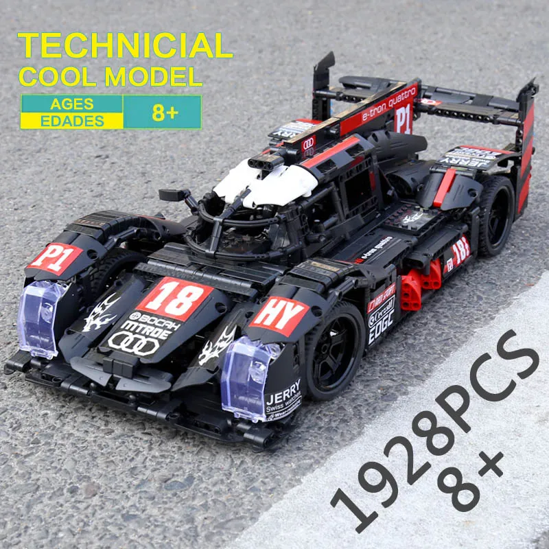 DHL 1908 шт. MOC Technic серии Супер гоночный автомобиль R18 R8 техника строительные блоки