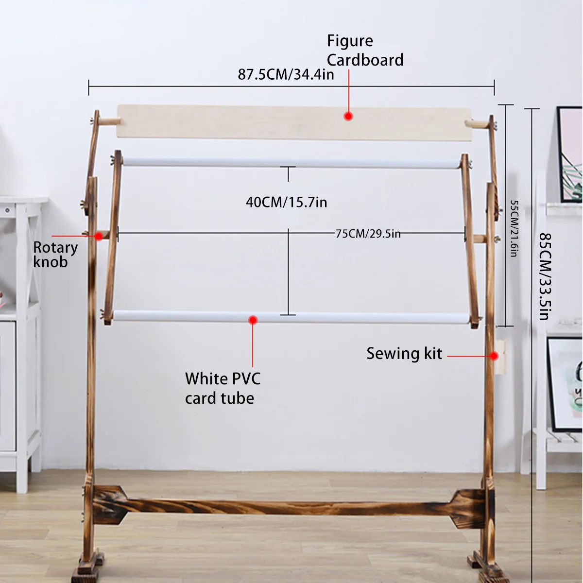 

Adjustable Wood Cross Stitch Frame Floor Stand Desktop Stitch Embroidery Frame Chinese Cross Stitch Tool