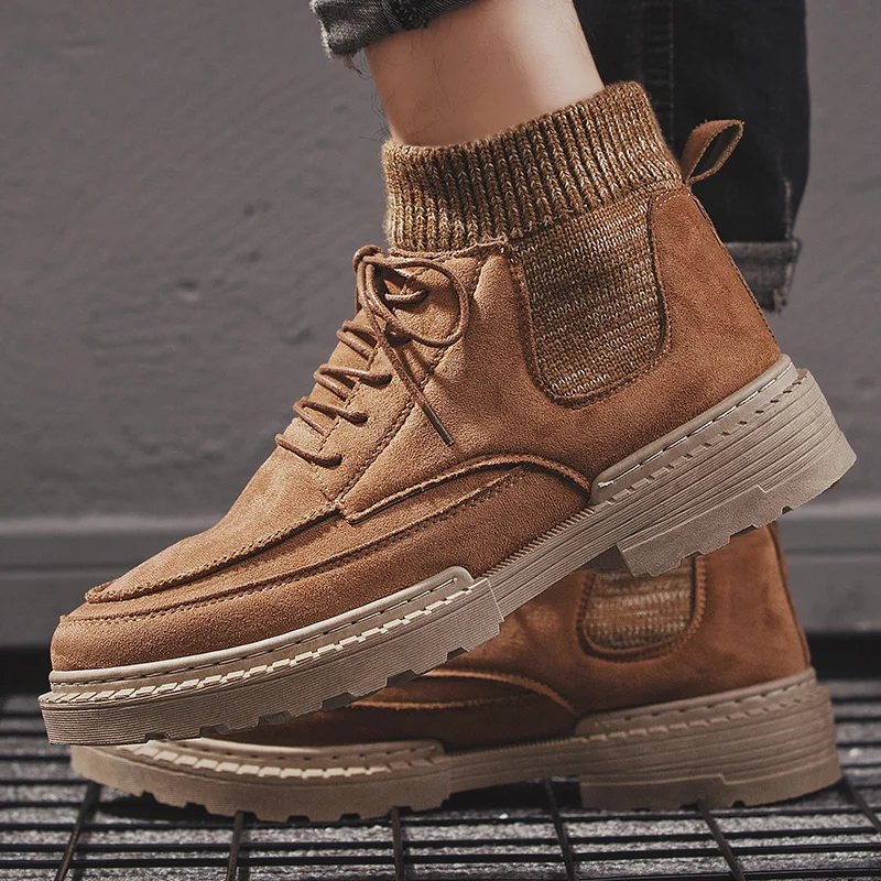 Новые мужские ботинки модные зимние теплые рабочие высокого качества дезерты на