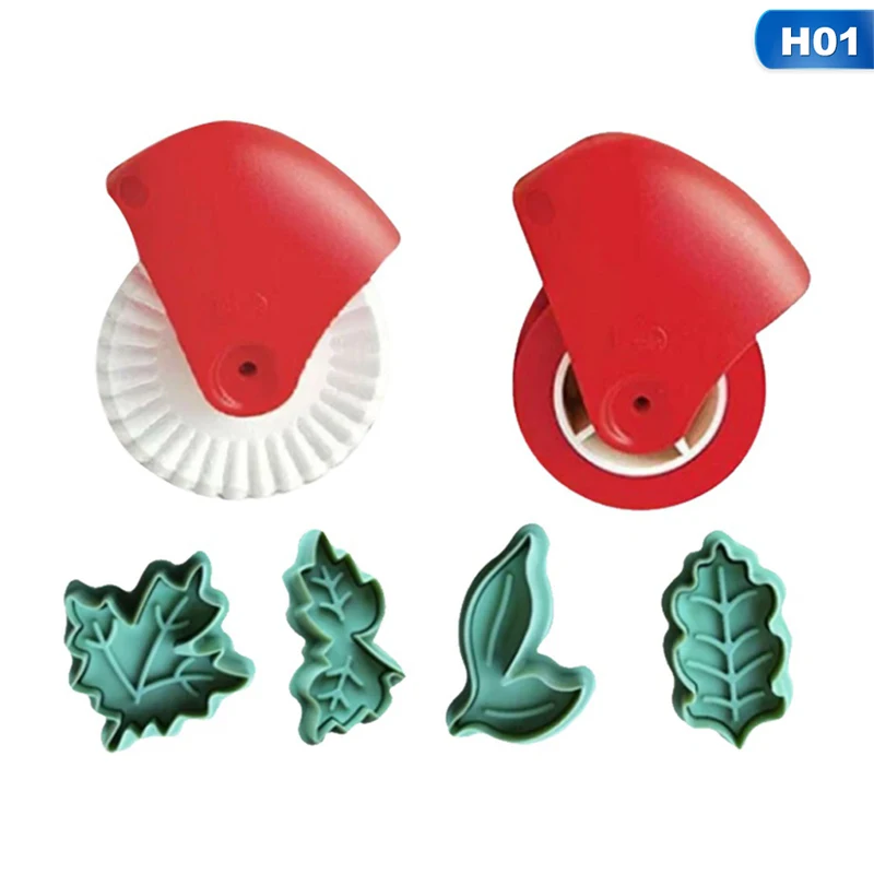 

2PCS Kitchen Tool Pastry Wheel And Decorative Plunger Simple Convenient And Easy To Shape Pizza And Cake Crust Baking Knife Tool