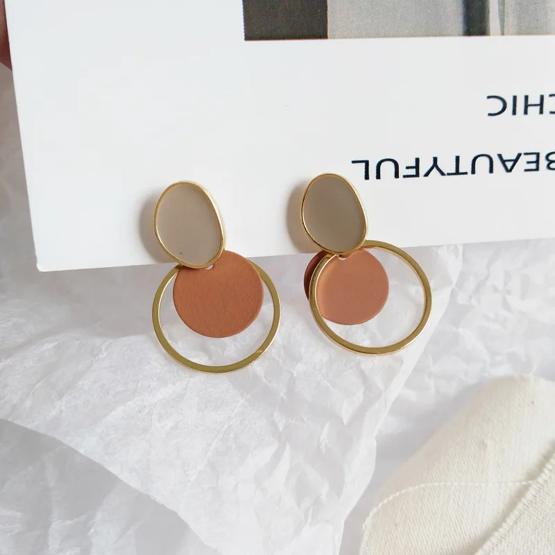 Корейские модные круглые не проколотые серьги двухслойные очаровательные |