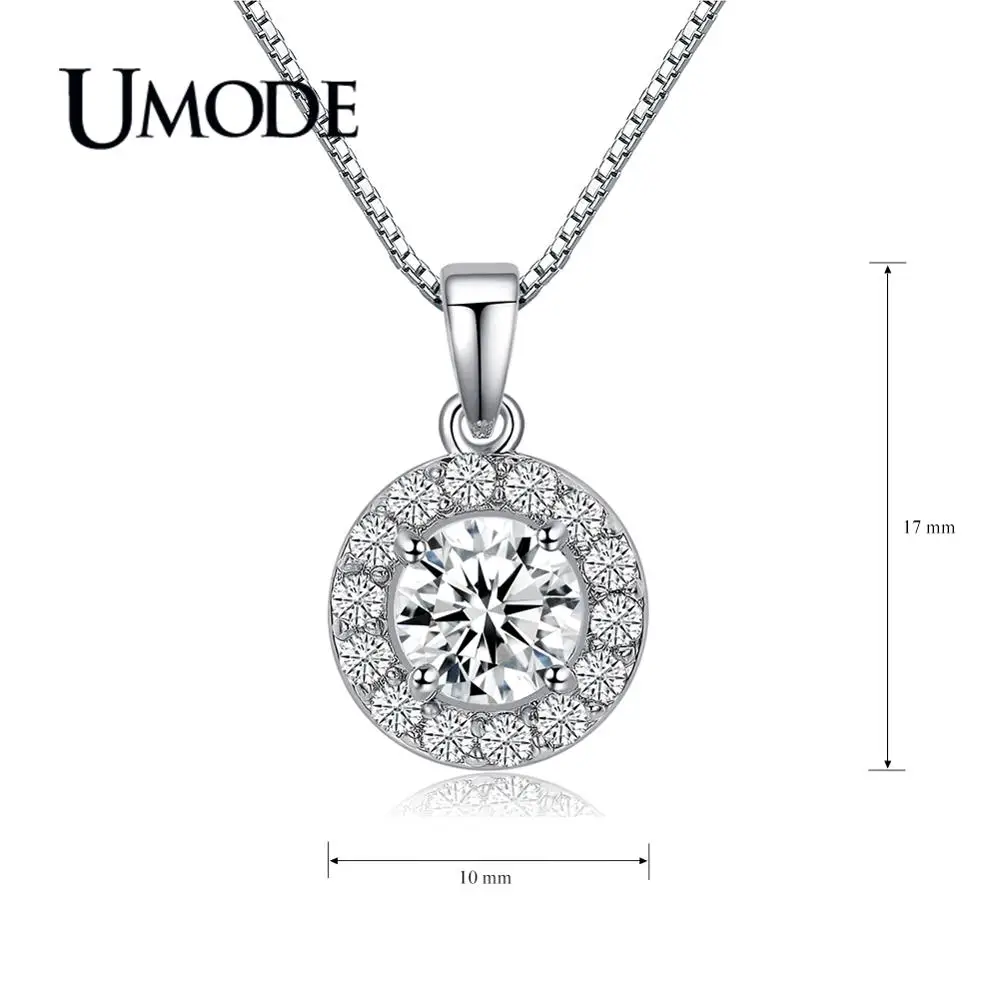 UMODE Fashion Zircon Crystal Round Hollow Pendant Necklaces for Women White Gold Long Box Chain Jewelry Collares de Moda AUN0012 | Украшения