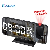 miclock dual loud smart alarm clock projection for bedroom radio digital alarm clock with usb charger large mirror led display