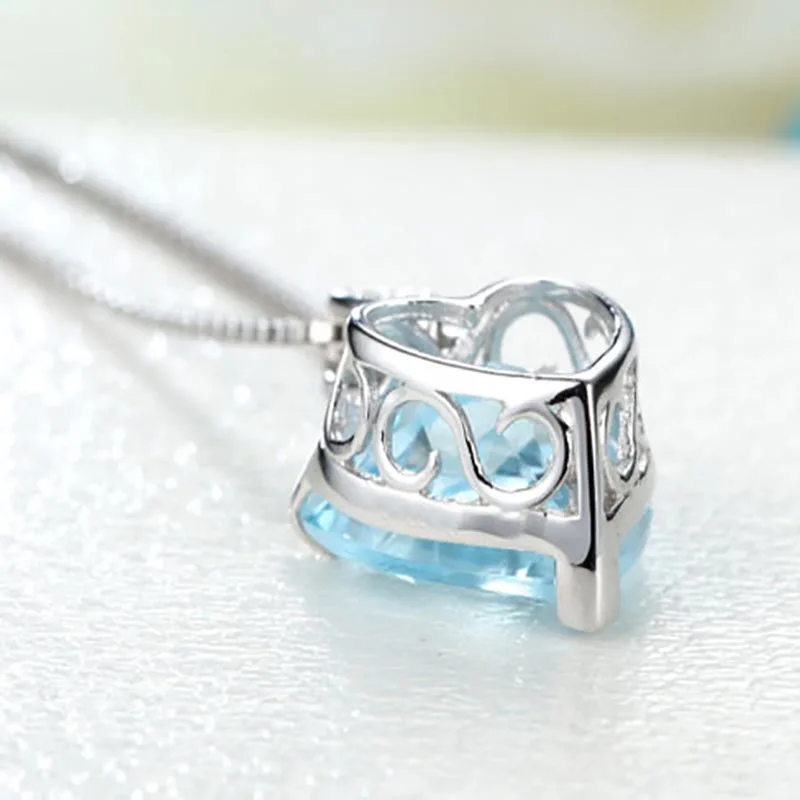 Bague Ringen Серебро 925 ювелирное ожерелье с сердцем моря Форма Сапфир кулон Роскошные ювелирные изделия подарок на свадьбу, помолвку