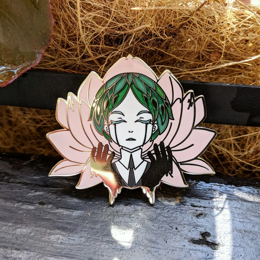 

Houseki No Kunis Phosphophyllite Hard Enamel Pin Green Hair Yoga Girl Lotus Flower Badge Anime Backpack Lapel Pins