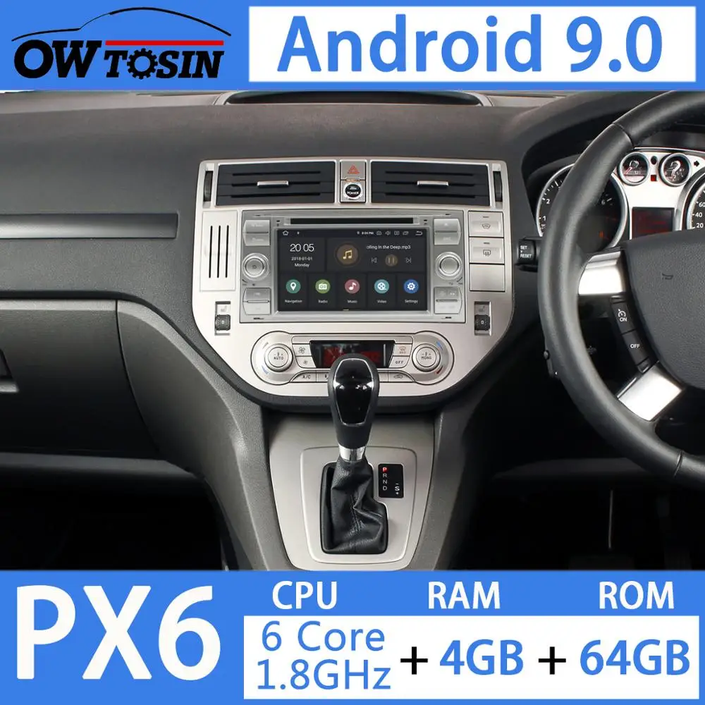 7 &quotPX6 4G + 64G rom Android 9 0 автомобильный dvd-плеер для Ford Focus 2 Mondeo Kuga Galaxy Fusion C S MAX 2004 2005 2006