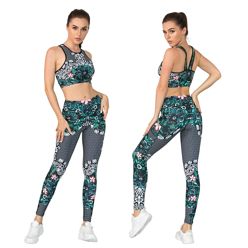 Новинка 2021 костюм для йоги с принтом павлина женская спортивная одежда без