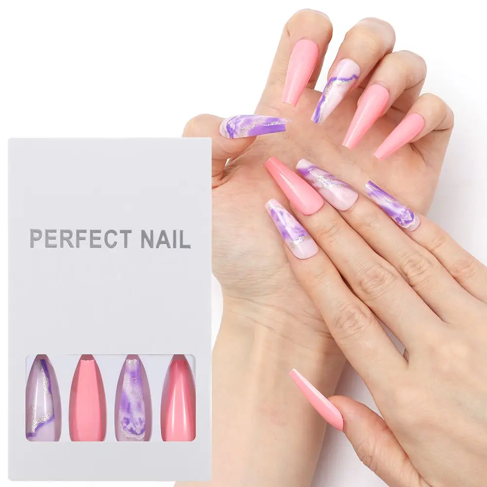 

Fashion Nail Art Flesh Pink Beauty T-Shaped Fake Nail Ballet Nail Tip Gradient Color False Nails