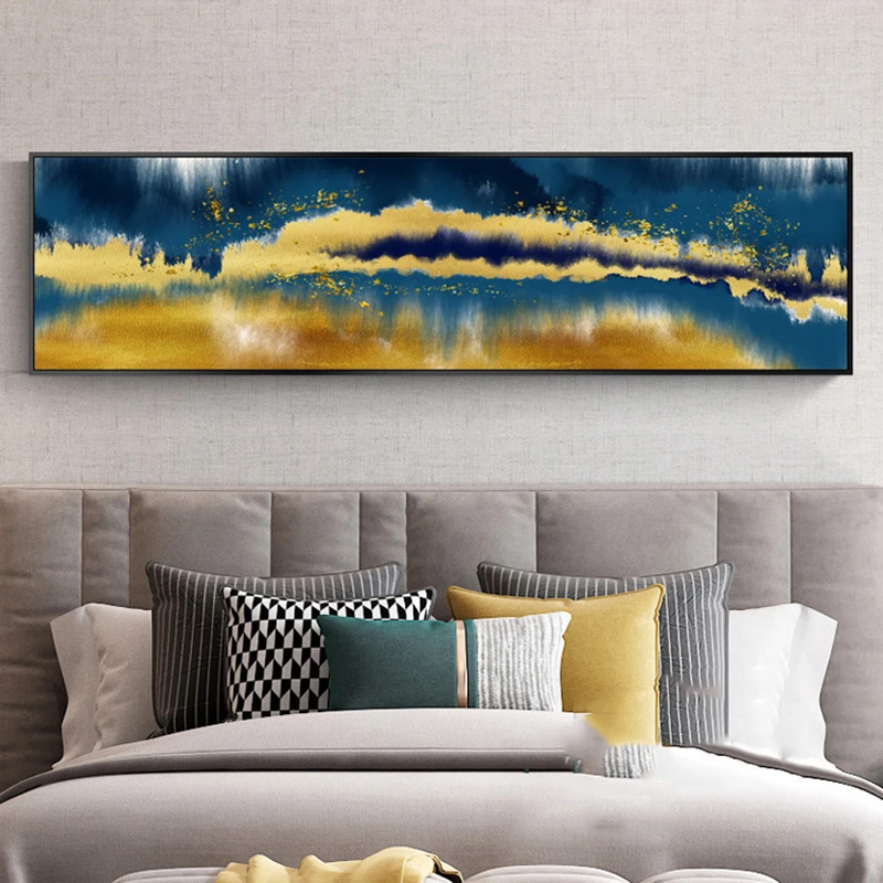 

Bedside Painting Landscape Posters Golden Canvas Prints Home Decor Bridge Sunset Mountain Clouds Sky Wall Art For Living Room