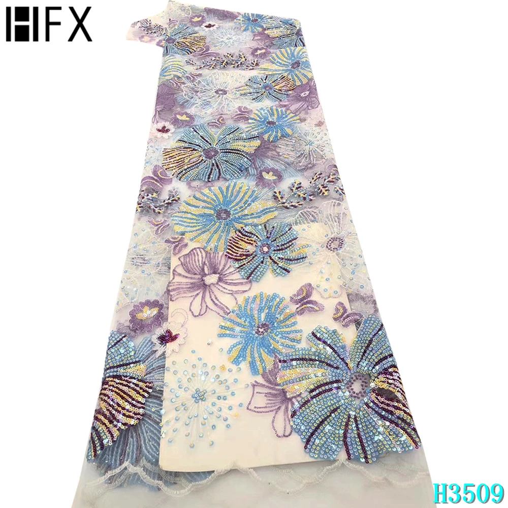 Новое поступление красивая африканская кружевная ткань HFX с вышивкой