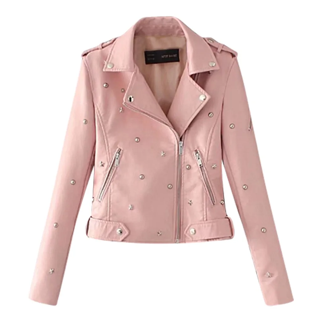 Женская кожаная куртка HSU однотонная повседневная на молнии с отложным