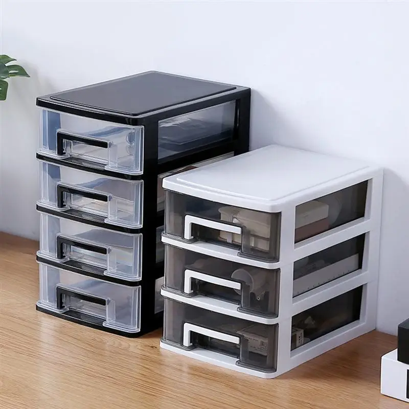 

4 Layers Transparent Desktop Drawer Type Storage Box Plastic Mini Cosmetics Storage Organizer Sundries Holder