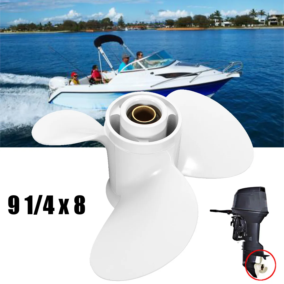 

9 1/4X8J лодочный подвесной Пропеллер для Yamaha 9,9 15 F20HP алюминий 8 шлицевых зубцов диаметр 60 мм белые 3 Лопасти