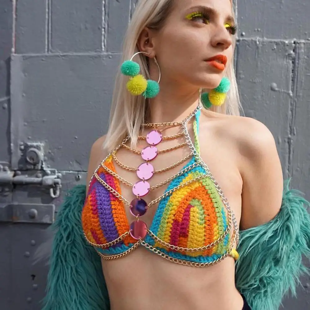 2020 летняя мода сексуальное ожерелье с бюстгальтером цепочка винтажное Ожерелье