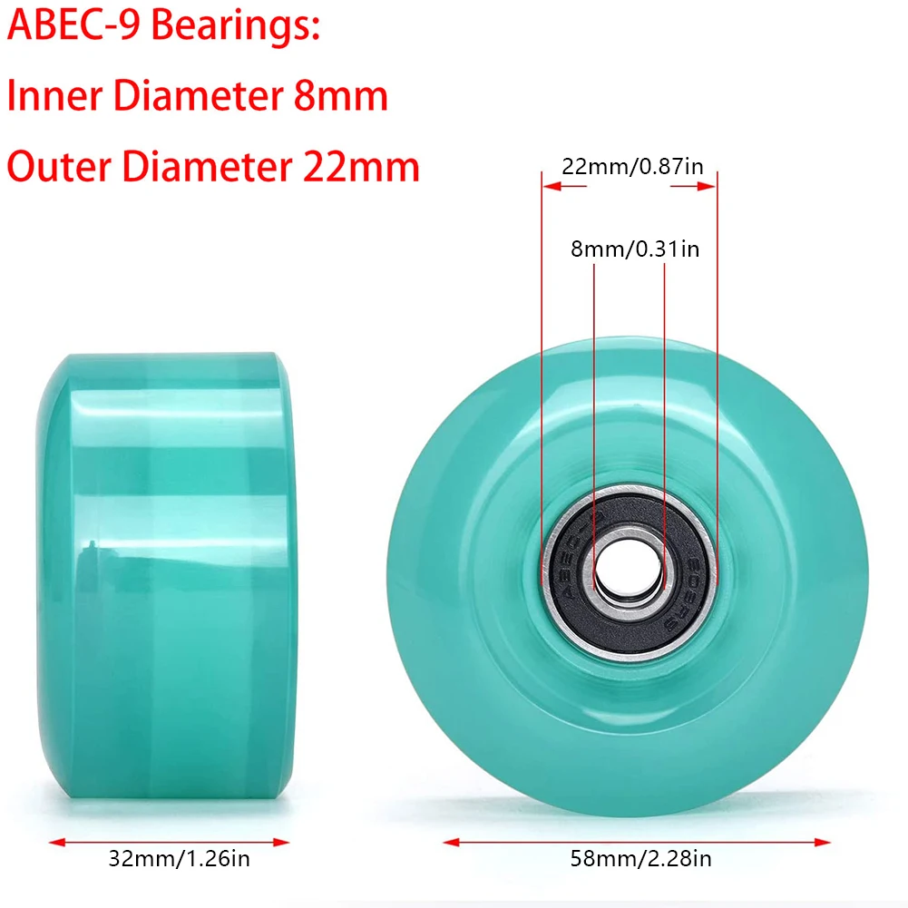 

Skate Wheels Set Replacement PU Quad Roller Skate Wheels With Wrench Skates Accessories Double-Row Roller Skates 58mm Drop Ship