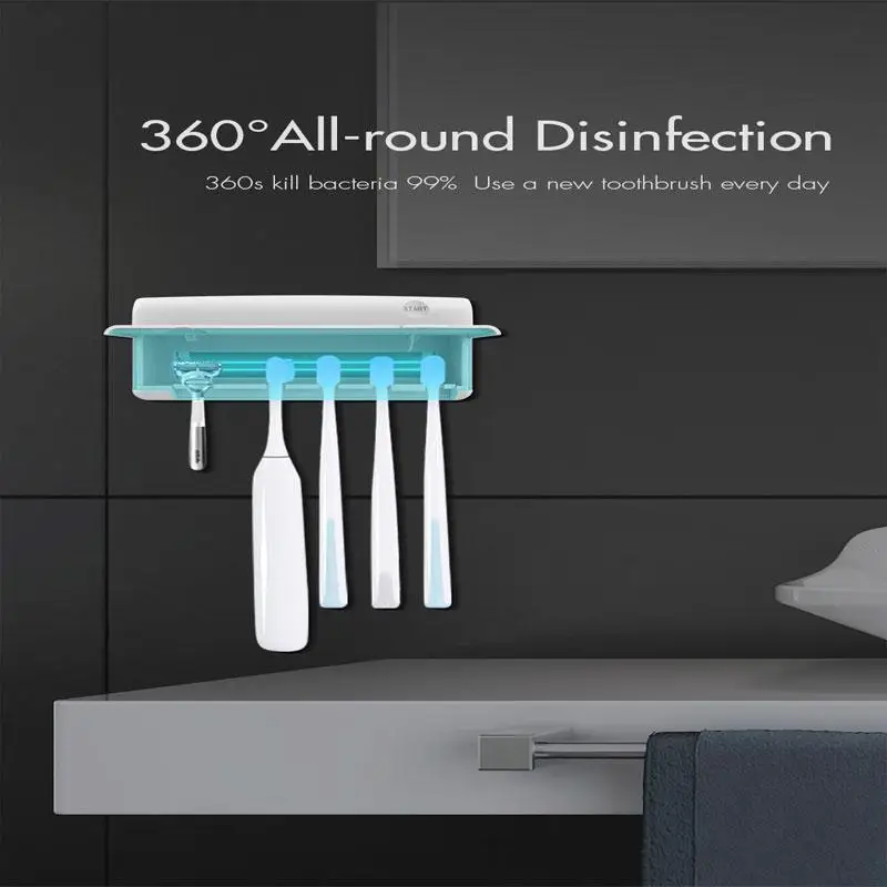 

AMYGOJJ UV Light Toothbrush Sterilizer Wall-mounted Ultraviolet Toothbrush Holder Home Bathroom Set