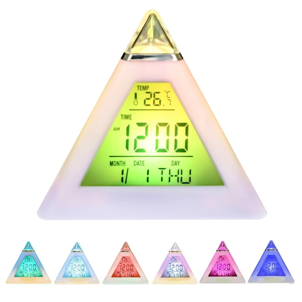 

Electric Digital LED Alarm Clock Color Changing Battery Operated Alarm Clock Kids Bedroom Calendar Household Accessories