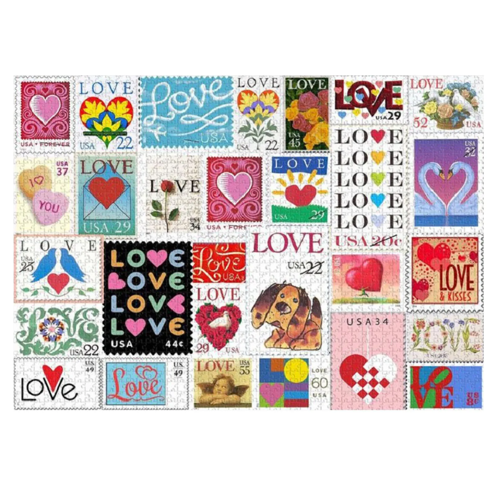 

200/500/1000pcs Wooden Love Stamps Puzzles Perfect Gift For Kids Adults Valentine's Day Family Party Game
