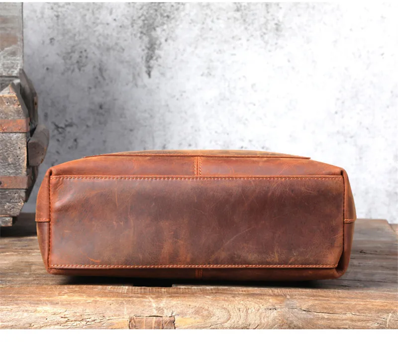 PNDME simple retro high-quality natural genuine leather unisex tote bag casual crazy horse cowhide large-capacity laptop handbag