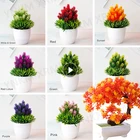 Искусственные растения, бонсай для рождественского декора, маленькие деревья в горшке, искусственные цветы для дома, украшения в горшках