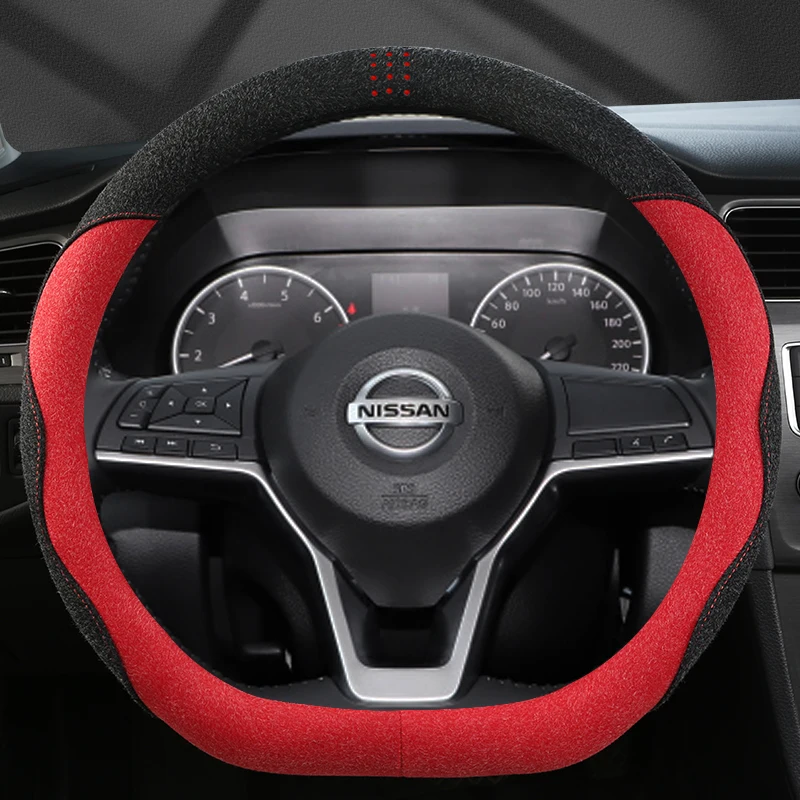 

for Nissan Qashqai J10 J11 J12 2006~2022 Rogue Sport Suede Leather DERMAY Car Steering Wheel Cover Non-slip Auto Accessories