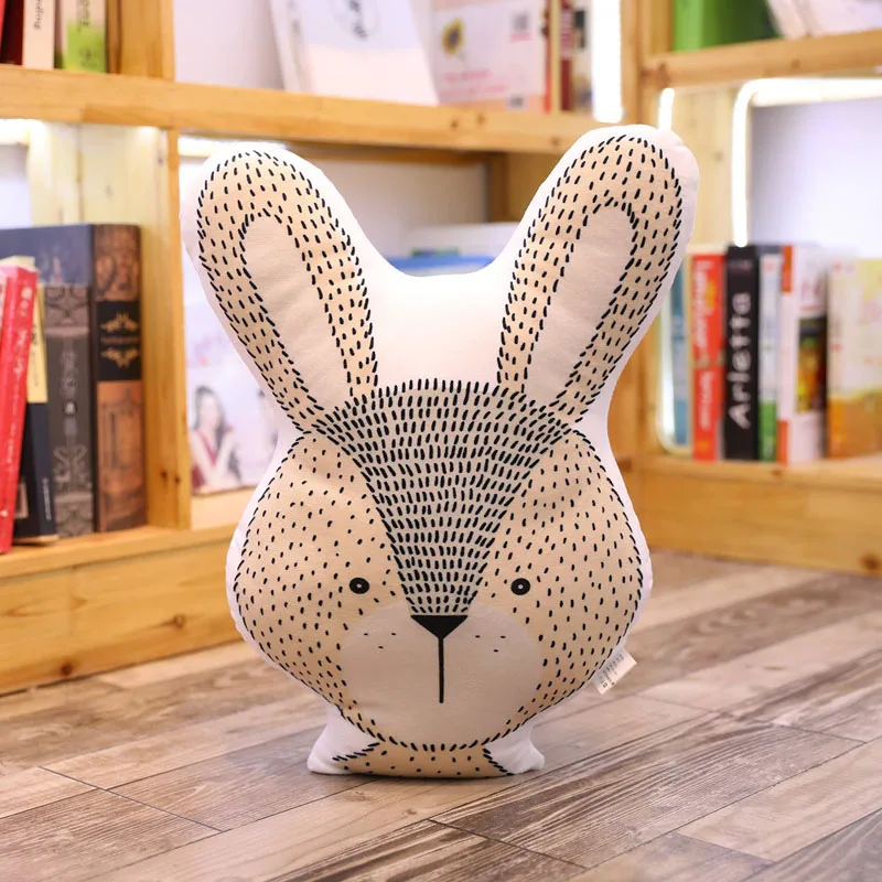 Rabbit Ins/Лидер продаж, мягкая подушка в скандинавском стиле с изображением слона, лисы, лося, медведя, жирафа, кролика, детская подушка для спокойного сна, украшение комнаты, игрушка, подарок на праздник - Цвет: Rabbit