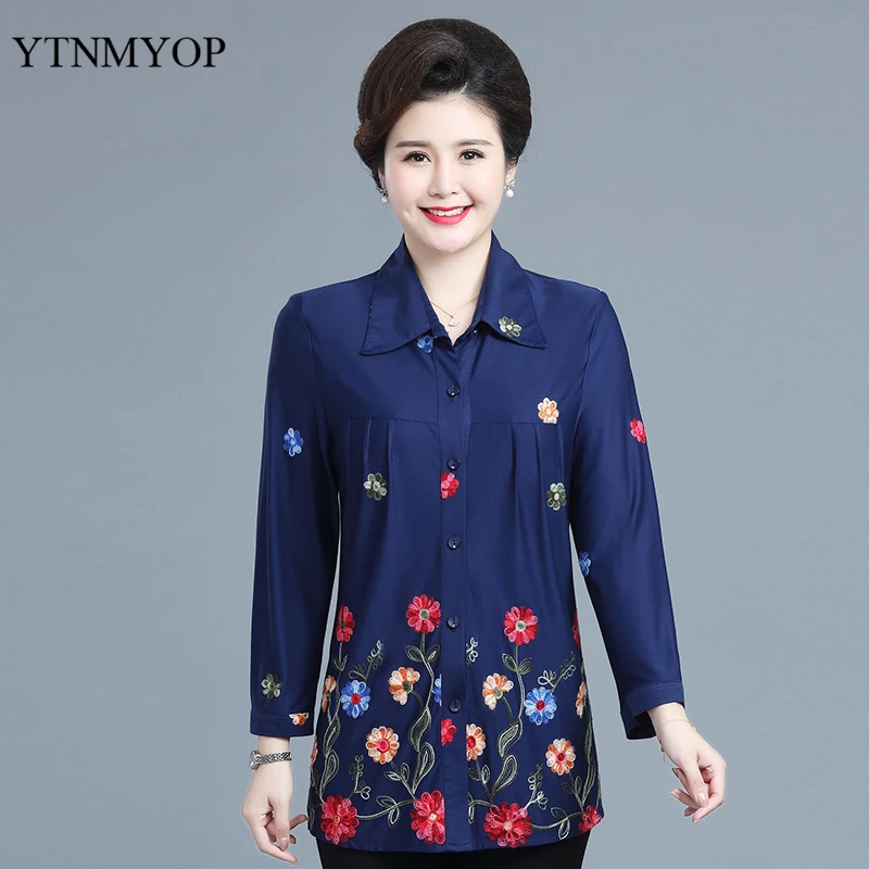 Spring Blouse Women Fashion Embroidery Plus Size 7XL Lady's Shirt Floral Loose Blouse Female High Quality Tops Autumn YTNMYOP