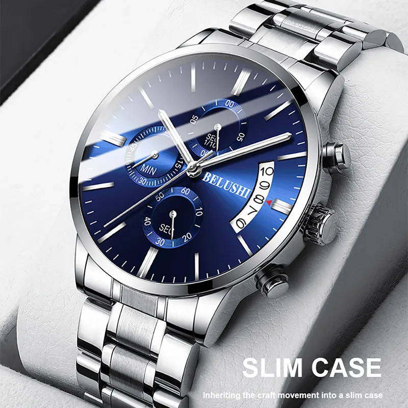 2021 New Fashion Men Watches Stainless Steel Top Brand Luxury Business Waterproof Quartz Wrist Watch for Men Relogio Masculino
