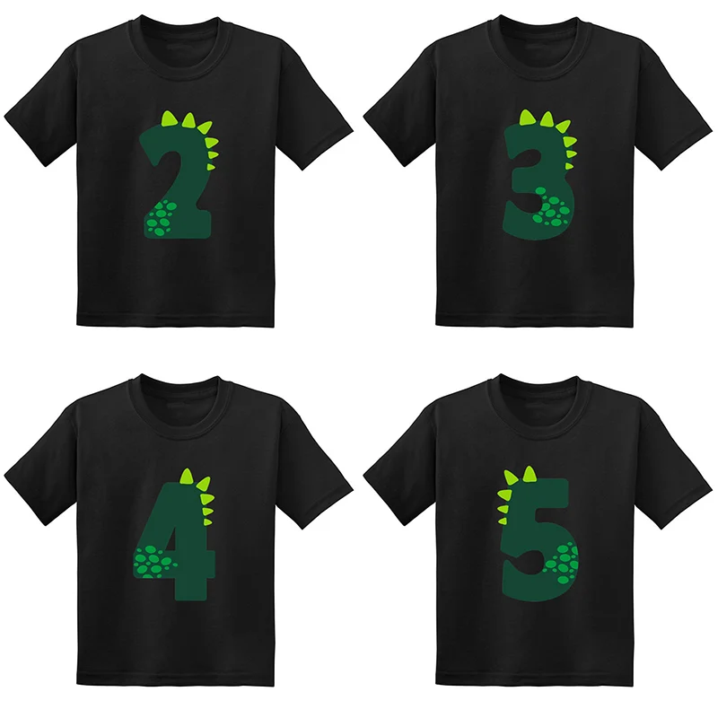 

Boys Cute Dinosaur 1 2 3 4 5 6 7 8 9 Years Birthday Number Cartoon Kids T Shirt Children Dino Party T-shirt Baby Girls Clothes