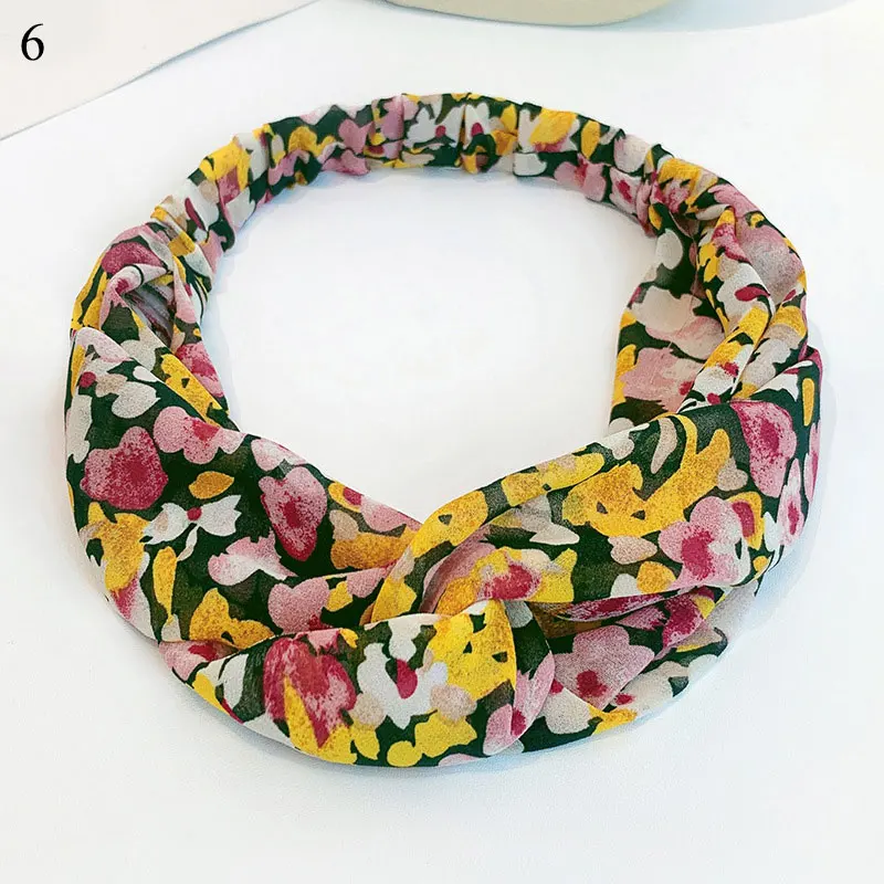 

Women Headband Cross Knot Elastic Hair Bands Fashion Hair Accessories Sweet Girls Head Wrap Bow Chiffon Floral Turban Headband