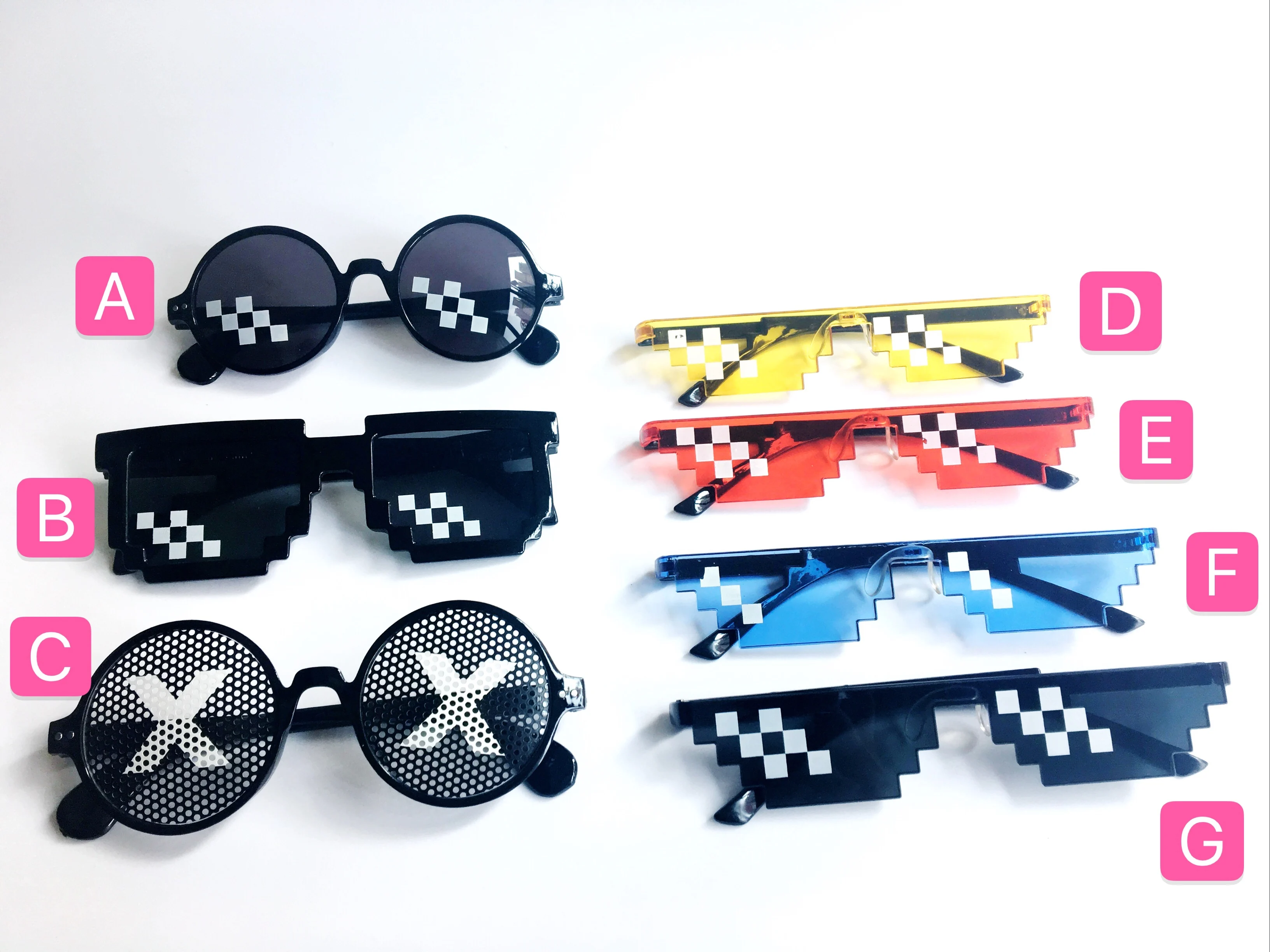 Новые мозаичные солнечные очки Trick Toy Thug Life, черные мозаичные солнечные очки, забавные игрушечные очки, очки Pixel для женщин и мужчин Bl