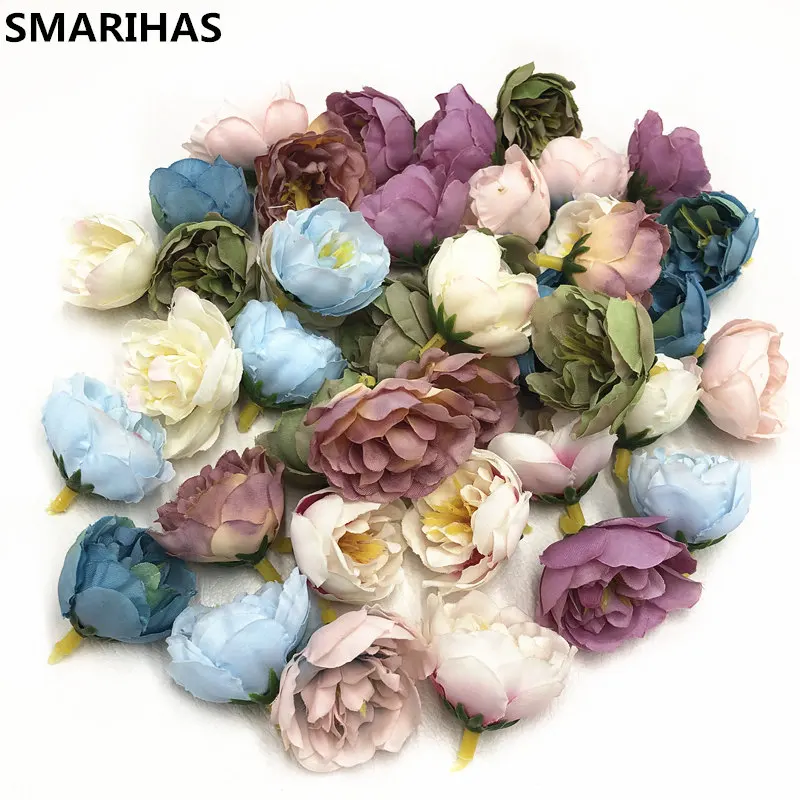 SMARIHAS 10 шт. искусственный цветок Роза Пион голова мини Шелковый букет домашний