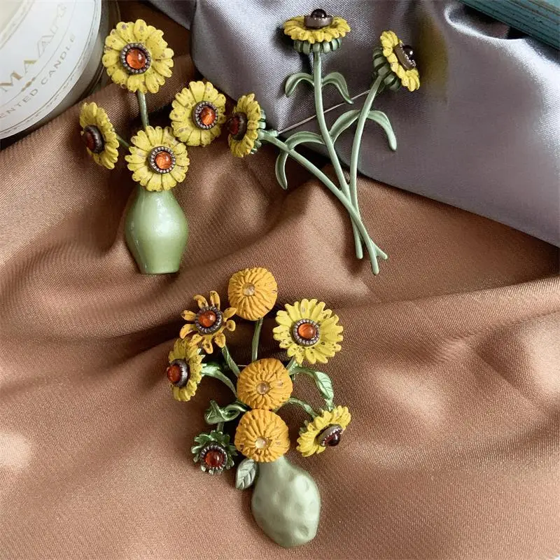 Новый дизайн подсолнухов элегантный кардиган булавка брошь Прямая поставка от