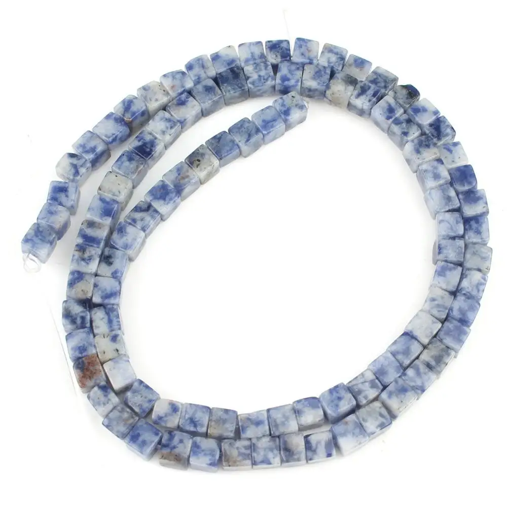 Blue Sodalite 5*5 мм Квадратные бусины из натурального материала розовый кристаллический кварц Агаты морской осадок бусины для самостоятельного изготовления ювелирных изделий браслет серьги аксессуары - Цвет: Blue Sodalite