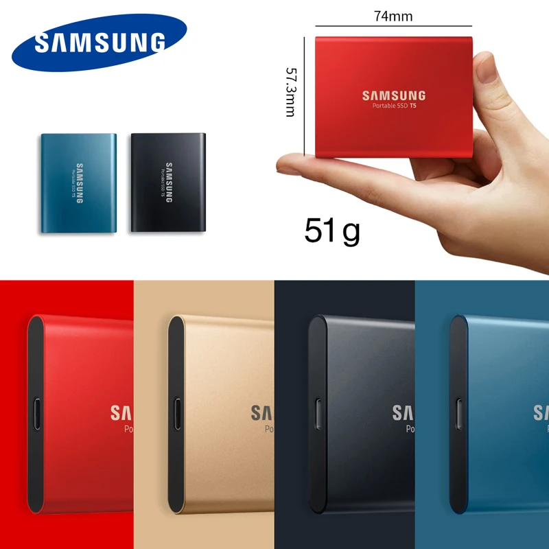 SAMSUNG SSD T5 500 Гб ТБ Портативный внешний твердотельный диск USB3.1 Type-C HDD для ноутбука |
