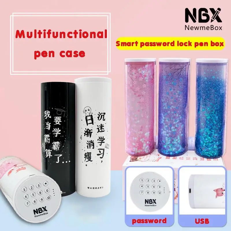 New Password Pencil Case Multifunctional Usb Charging Calculator High Capacity Pen Box School Stationery Supplies For Boys Girls