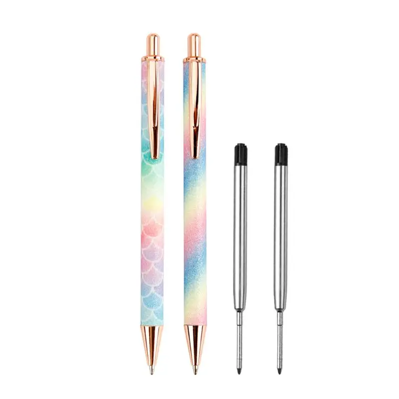 

Ballpoint Pens Metal Retractable Pen, Black Ink Medium Point 1mm, Glitter Rose