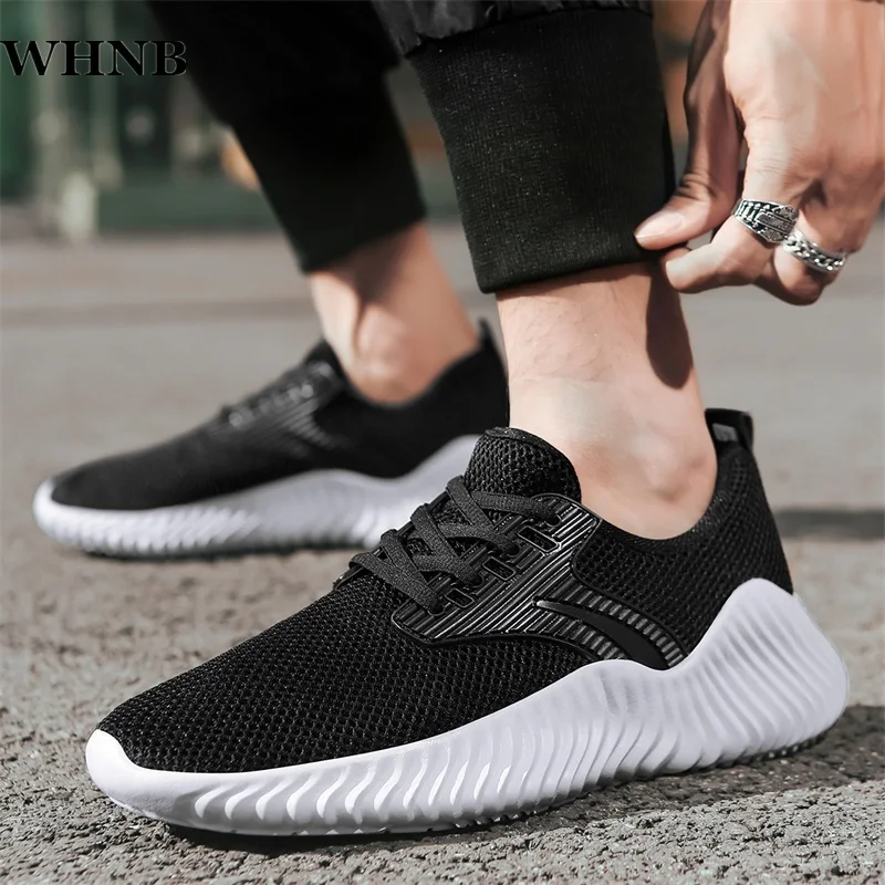 

WHNB 2021 Mesh Men Shoes Breathable White Trendy Sneakers Fashion Men Lightweight Black Walking Man Tenis Shoes Zapatillas