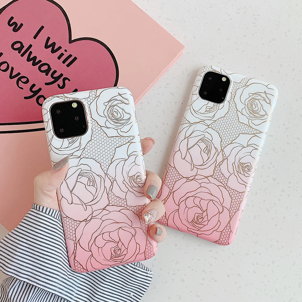Роскошный 3D чехол для телефона с рисунком розы IPhone 11 2019 Pro градиентом мягкий из