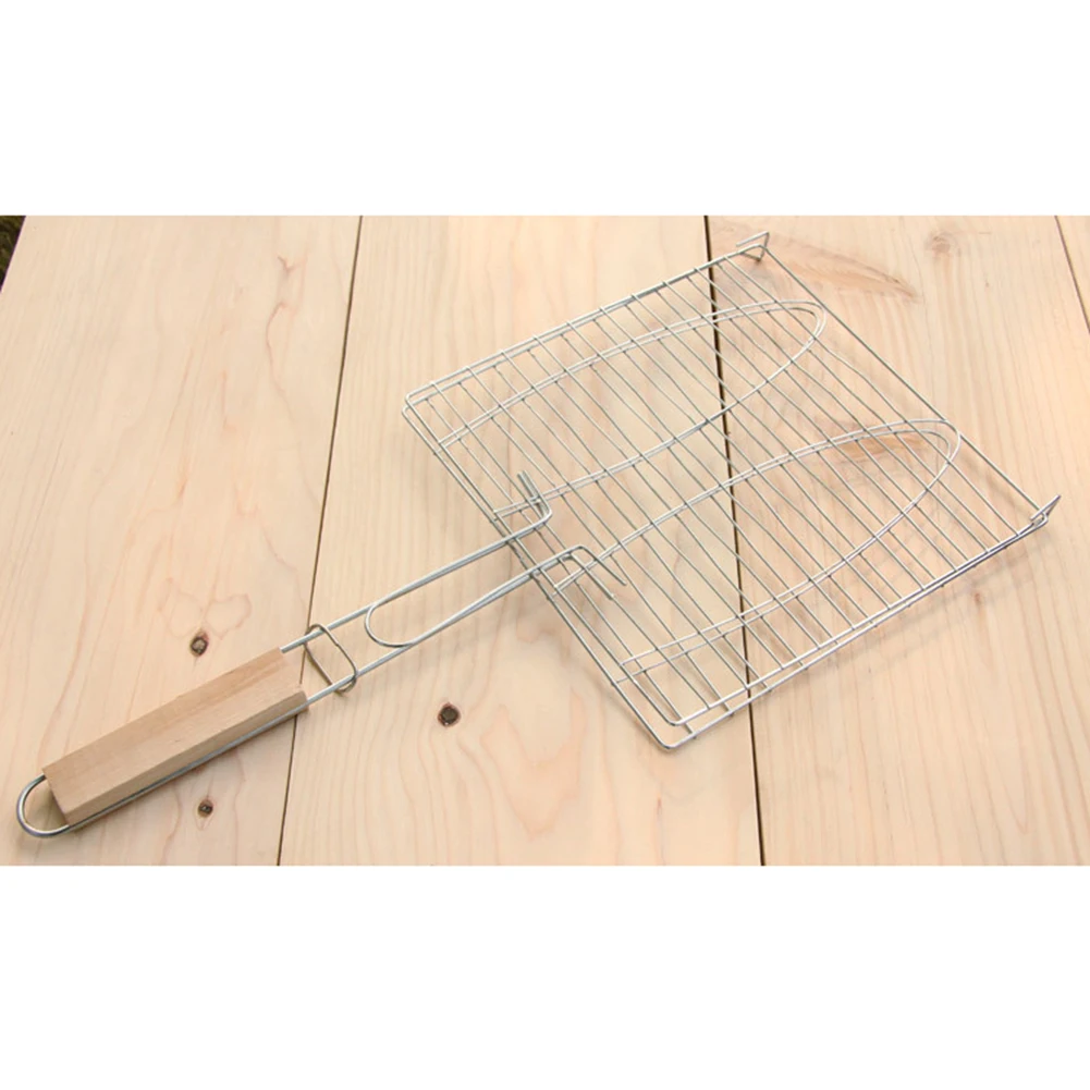 Grill Basket for BBQ Camping Charcoal Grilling Fish Vegetables Silver Steak Shrimp Iron wire Chops | Спорт и развлечения