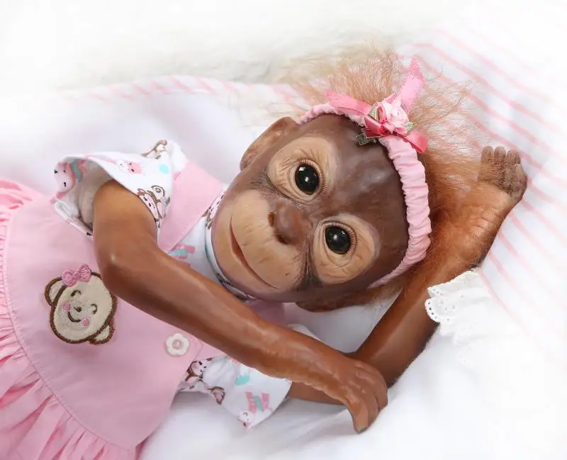 NPK New 52CM handmade detailed paint reborn baby Monkey newborn silicone doll Cosplay Apes bebe Boneca macaco | Игрушки и хобби