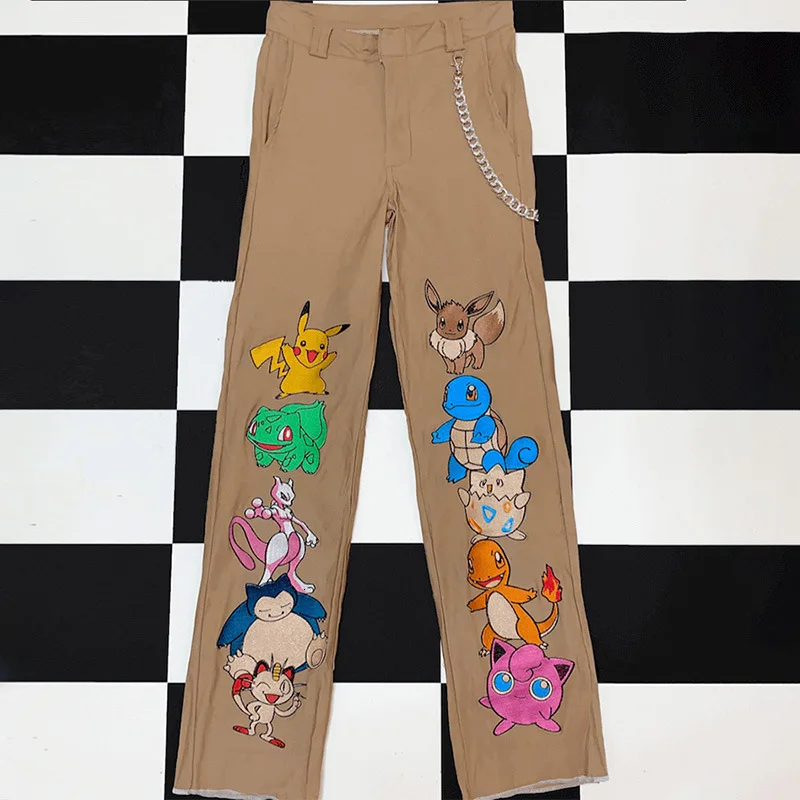 Anime Pretty Guardian Sailor Moon Print Women Trousers Loosen Long Pants Mid Waist Pant Female Harajuku Hip Hop Punk Streetwear