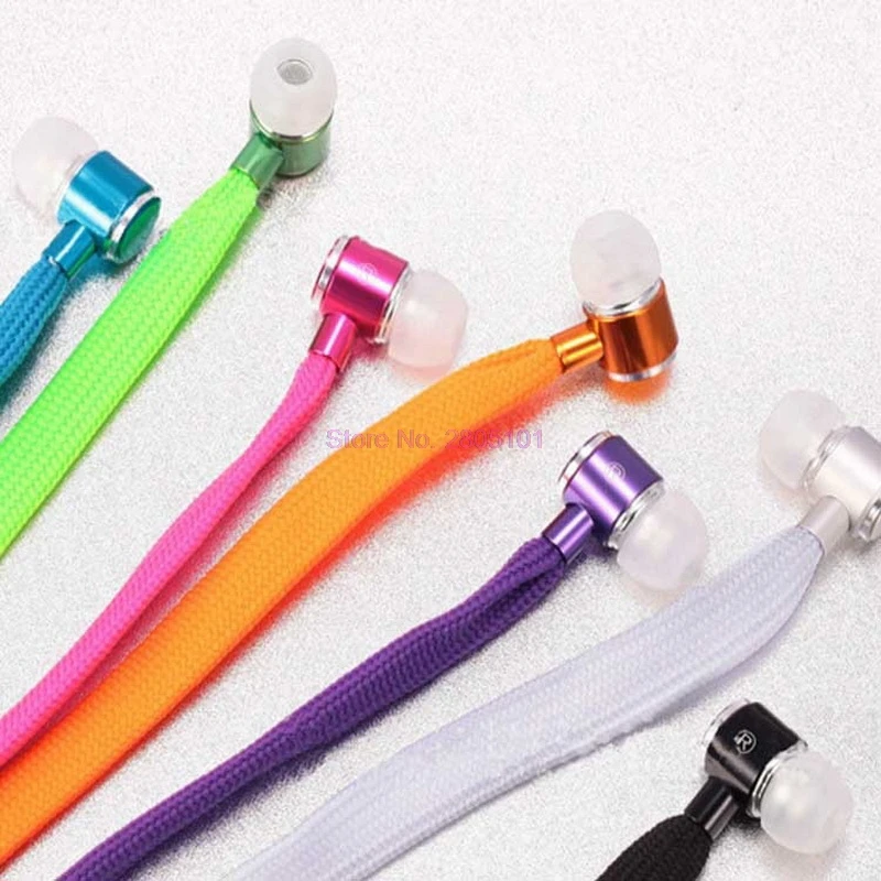 

По dhl 500 шт. Новинка спортивный шнурок MP3 наушники-вкладыши для мобильный телефон