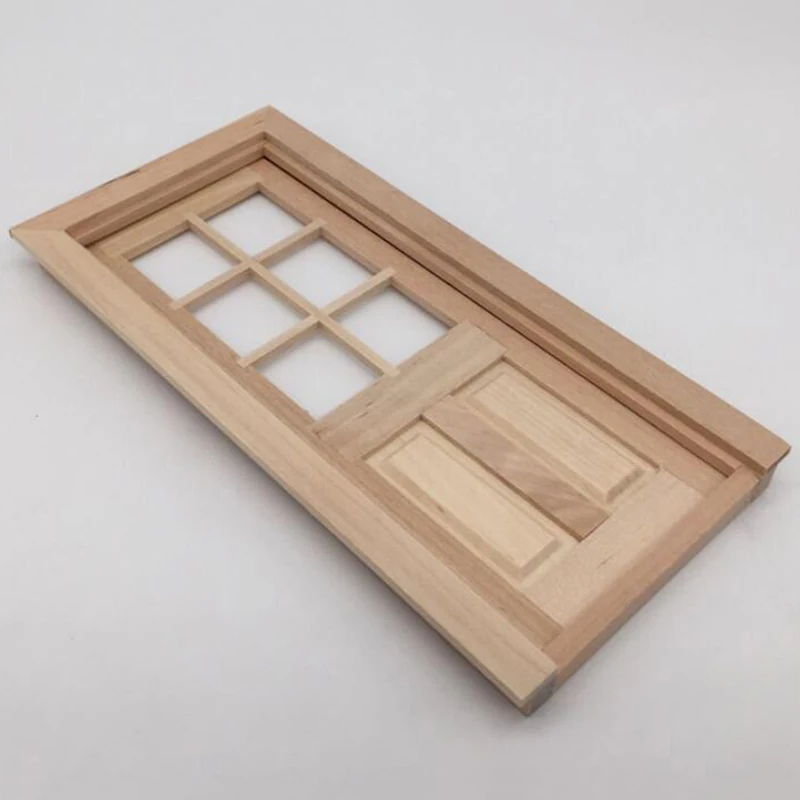 

1/12 Dollhouse Miniature Wood External Single Door Unpainted DIY Doll House Furniture Toys Accessories