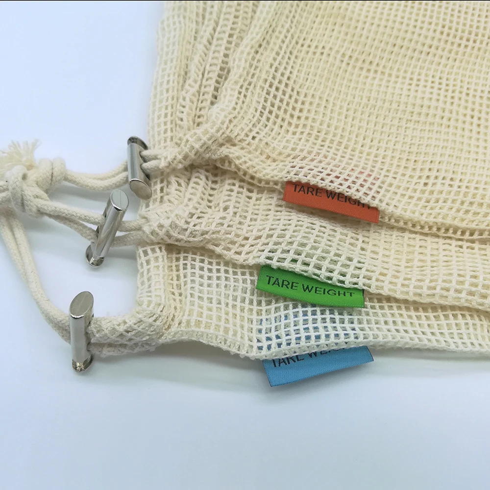 Cotton Vegetable Bags for Home Kitchen Storage Reusable Produce Mesh Fruit Bag eco friendly Organization | Дом и сад
