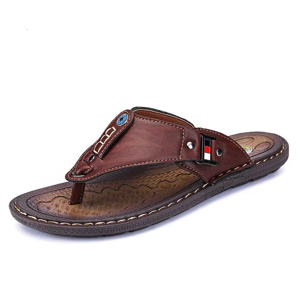 Мужская повседневная обувь из натуральной кожи удобные пляжные сандалии на