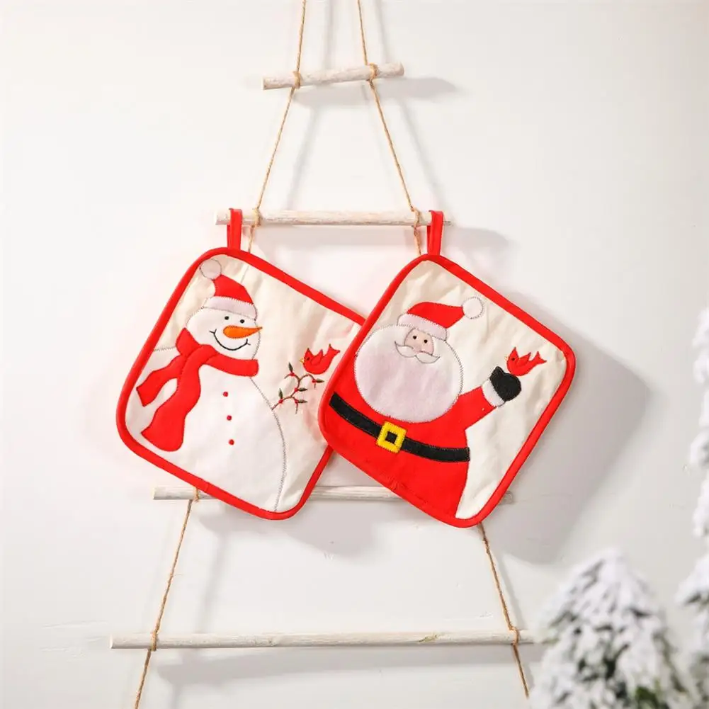 

2pcs/set Oven Mitts Santa Snowman Heat Resistant Pot Holders Oven Gloves Kitchen Tools for Christmas Decor