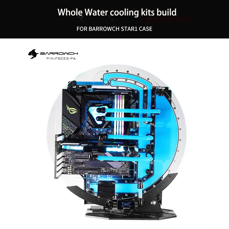 

Barrowch STAR1 Circular Case Program Kit, Whole Water cooling Kit with Case,Limited Edition, PC Computer Open Chassis FBCES-PA