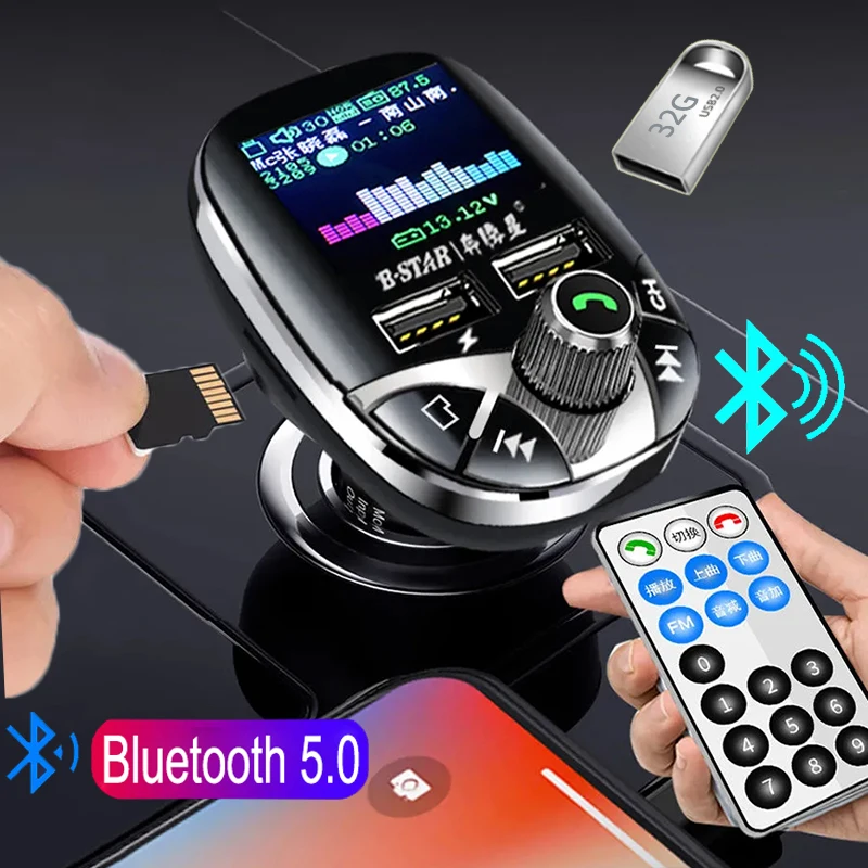 Bluetooth FM-трансмиттер-модулятор JINSERTA с дистанционным управлением цветным экраном
